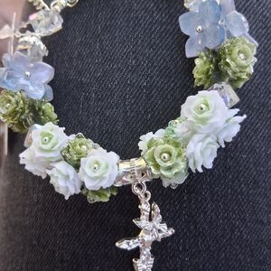 Floral Charm Bracelet with Silver Accents